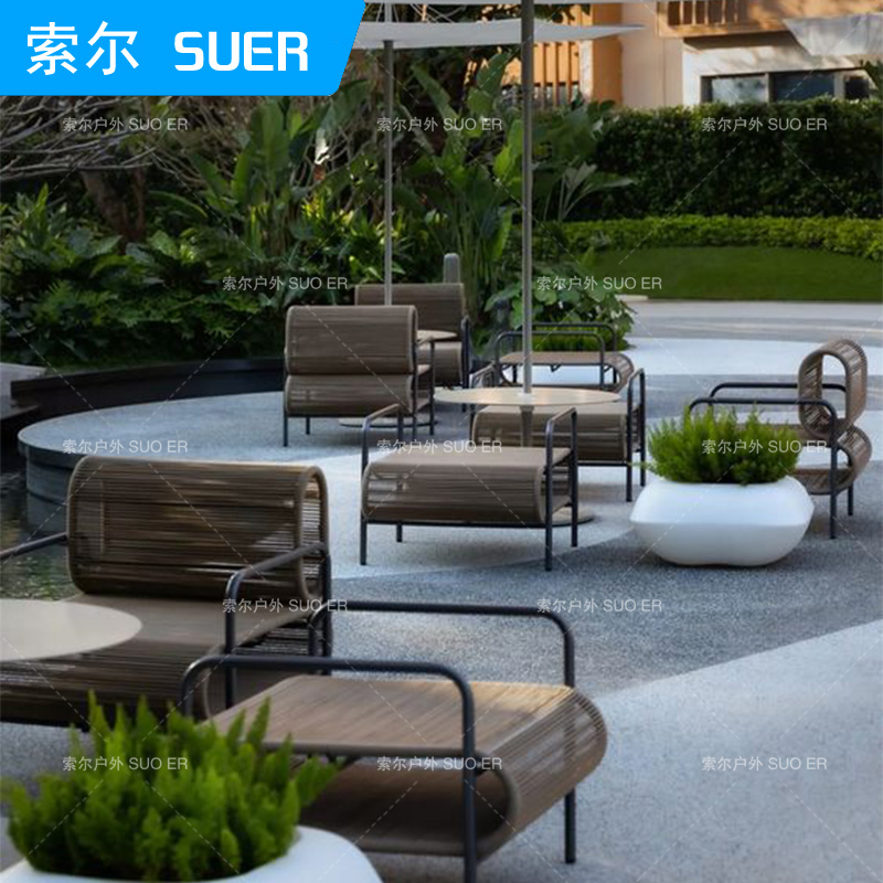 户外藤沙发椅单人茶几