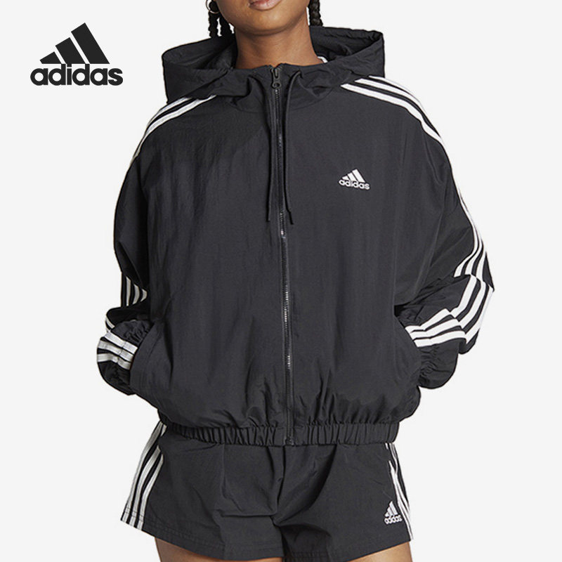 Adidas/阿迪达斯正品2023新款女子运动休闲连帽外套HT3399