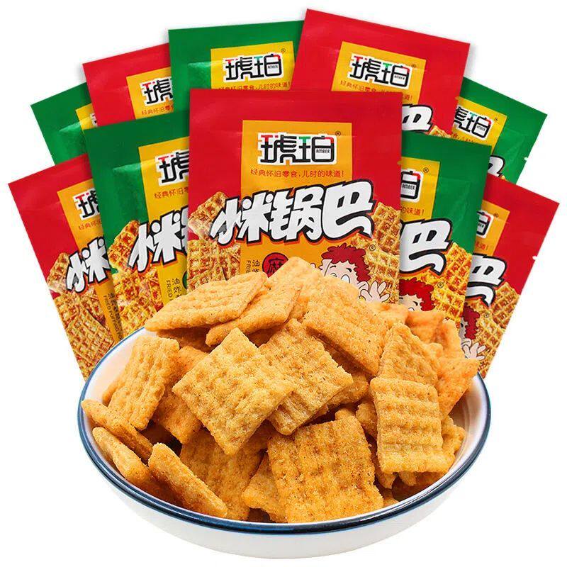 琥珀小米锅巴儿时怀旧儿童网红小吃休闲麻辣薯片解馋零食小包装