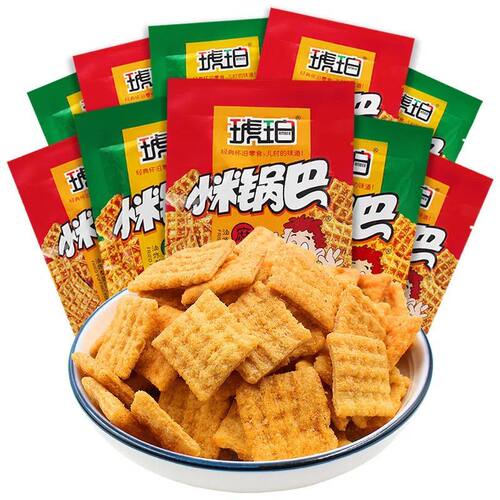 琥珀小米锅巴儿时怀旧儿童网红小吃休闲麻辣薯片解馋零食小包装