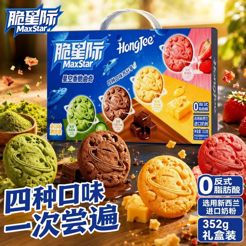脆星际香脆曲奇饼干黄油芝士味办公室休闲零食下午茶点心四种口味