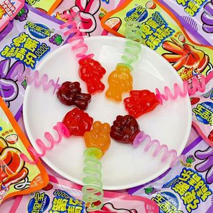 弹簧石头剪刀布造型软糖跳糖儿童手指玩县糖果童年小零食盒装 批发