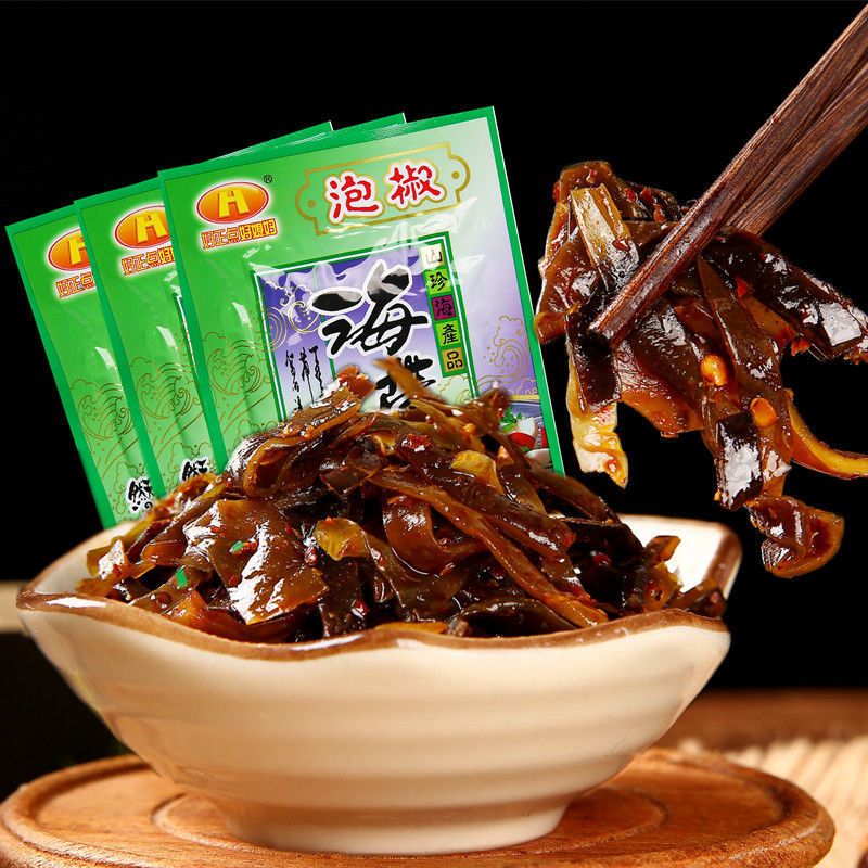 开袋即食麻辣海带丝小包装零食好媳妇开味下饭菜泡椒裙带咸菜批发