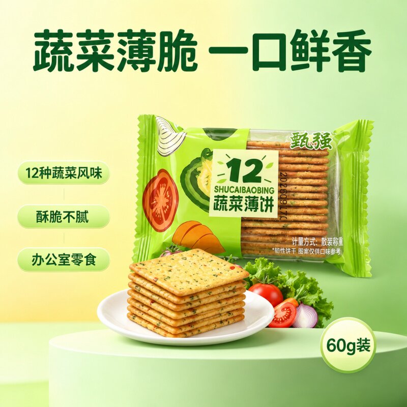 蔬菜薄脆饼干十二种蔬菜解馋营养小零食宿舍办公点心饼干充饥饱腹