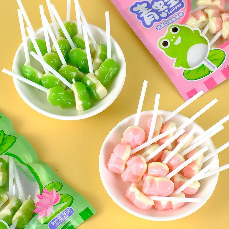 小时候青蛙糖水果味蜜瓜味棒棒糖
