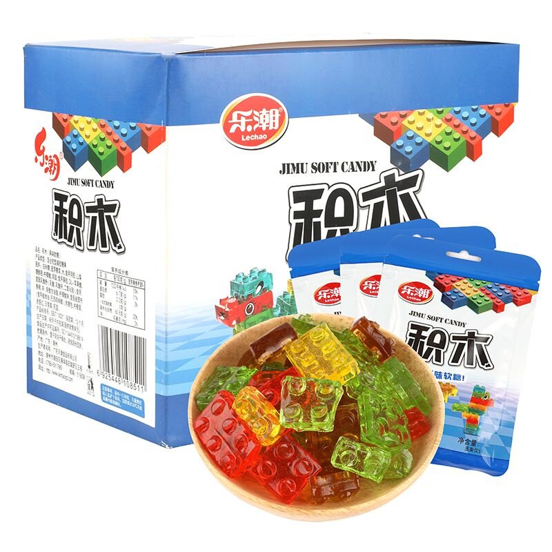创意积木水果软糖可拼装水果味休闲趣味儿童零食糖果袋装摆摊批发