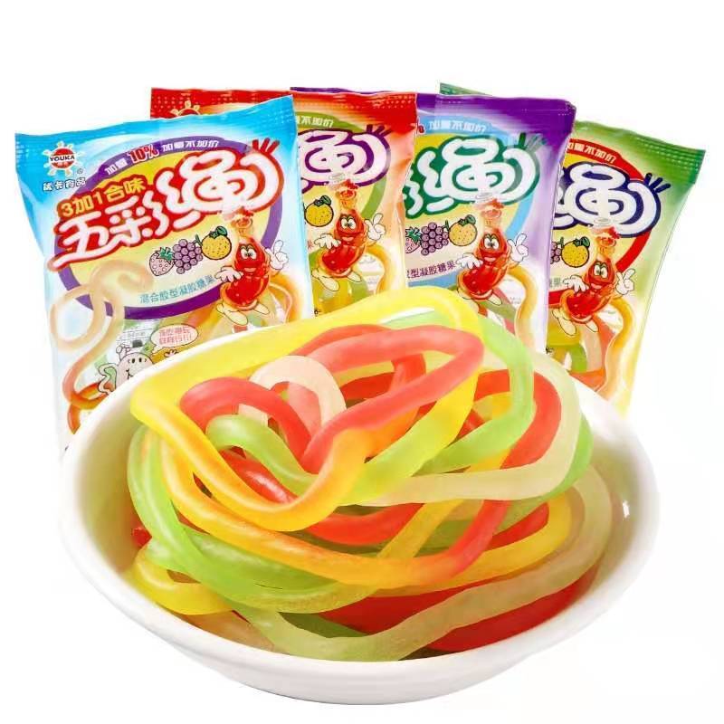 怀旧休闲童年零食小吃 五彩绳软糖橡皮糖吃货大礼包儿童小吃