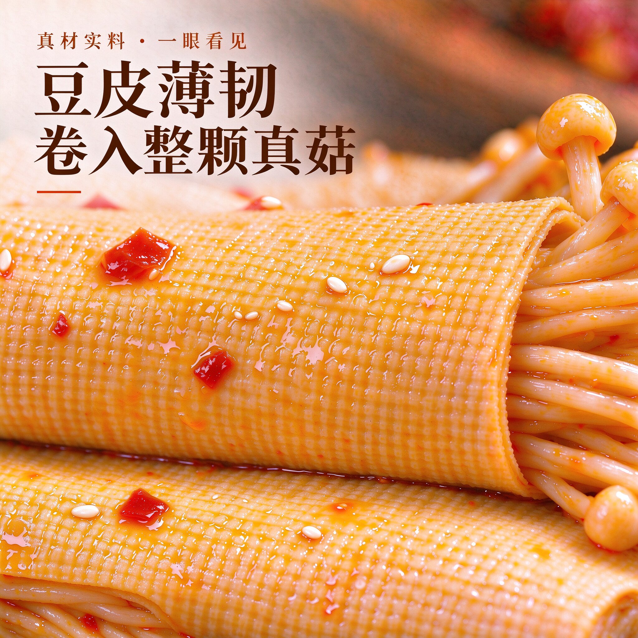 金针菇豆卷夹心豆皮卷办公室解馋豆腐干小零食休闲食品小吃