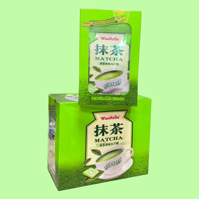 儿童可干吃可冲泡奶片办公室休闲零食万和达抹茶奶味压片糖果小吃