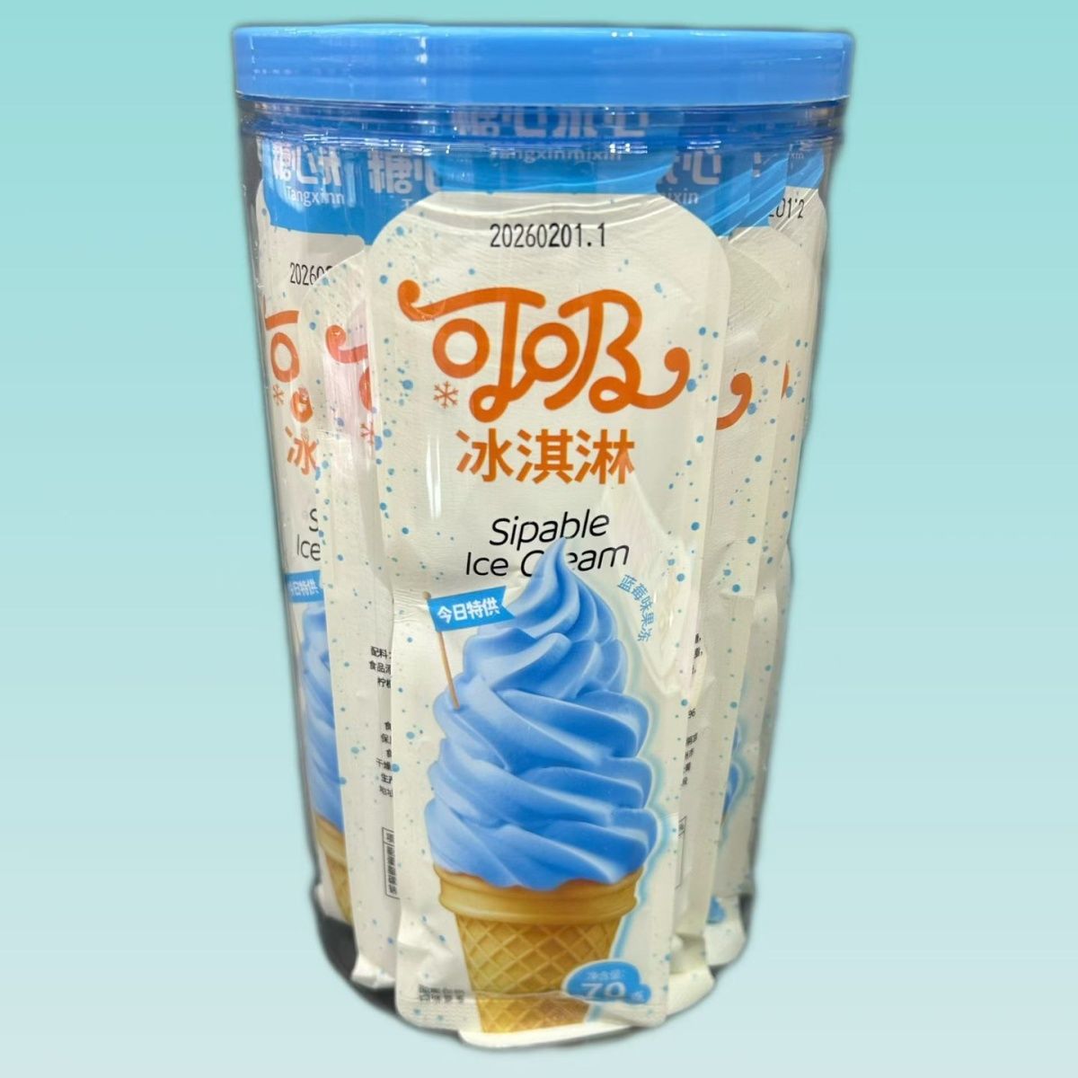 糖心米心可吸冰淇淋蓝莓味白桃味草莓味原味风味饮料小卖部小零食