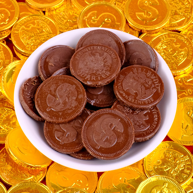 金币巧克力蛋糕装饰婚庆喜糖烘焙摆件可食用儿童零食（代可可脂）