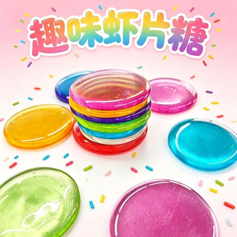 琉璃七彩虾片糖果网红糖果清甜果味高颜值零食解馋休闲童年小零食