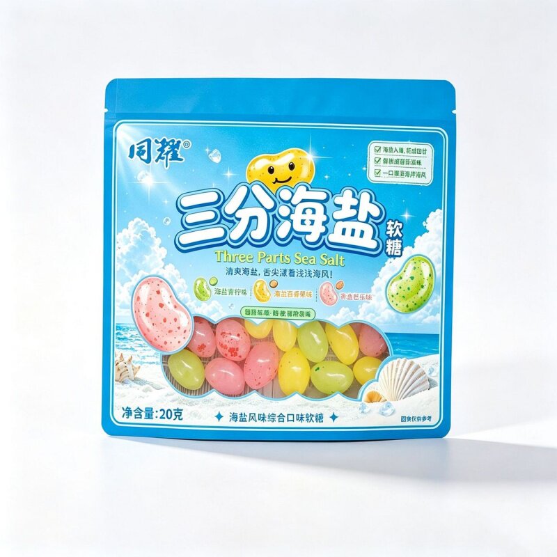 【三分海盐】海盐水果味软糖百香果青柠芭乐味清凉高颜值糖果零食