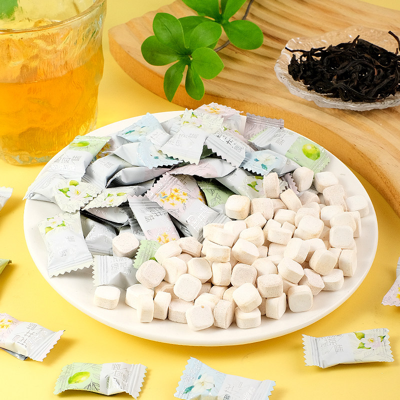 网红清新花茶香压片糖多味独立包装桂花龙井味茉莉绿茶味零食喜糖