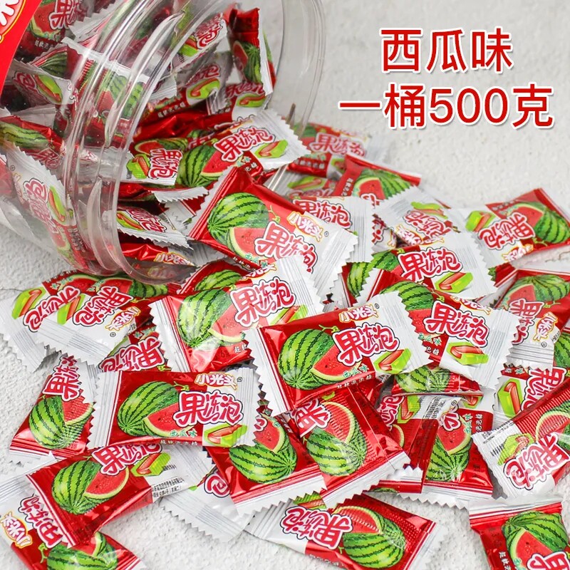 网红西瓜泡泡糖小光头夹心果冻泡泡糖果8090后儿时童年怀旧小零食