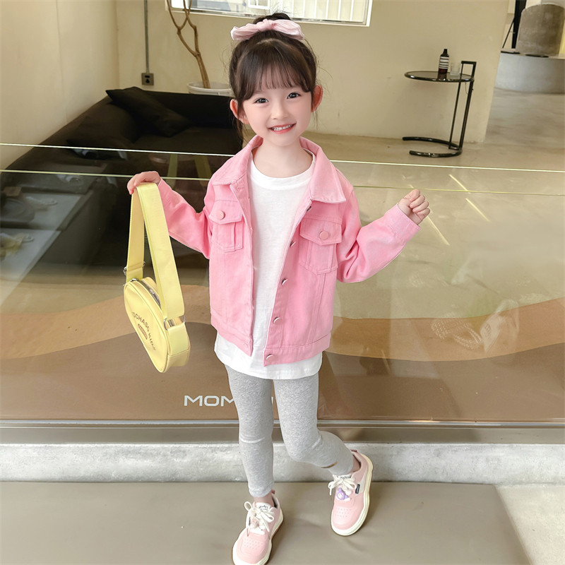女童牛仔薄外套2025春装新款粉色儿童外衣女宝宝洋气长袖上衣春潮