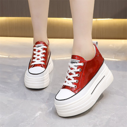 内增高10cm欧货女鞋2023春秋单鞋韩版厚底松糕运动小个子小码3334