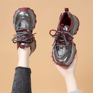 百搭小个子水钻休闲运动棉鞋 爆款 女2025秋冬季 厚底增高6cm老爹鞋