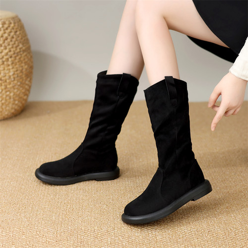 堆堆短靴女鞋2025新款春秋冬季中筒勃肯马丁靴子平底爆超火单靴子