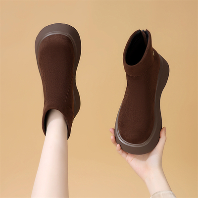 勃肯雪地靴女冬季加绒2025新款小个子短靴厚底增高棉鞋大码41-43