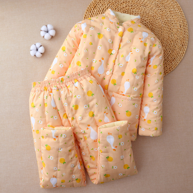 中大童棉花手工棉袄棉裤套装冬季