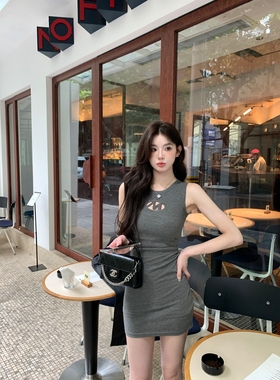 alex stevens辣妹镂空背心裙女春夏修身包臀裙打底短款吊带连衣裙