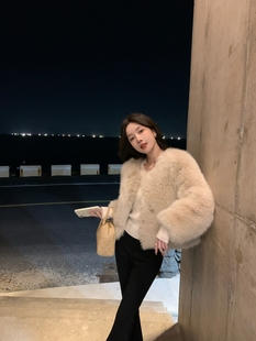 短款 皮毛一体毛绒外套女25年冬季 皮草毛毛加厚 stevens alex