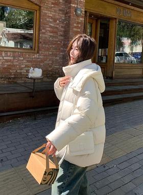 alex stevens肯豆风连帽羽绒服90白鸭绒外套女冬季加厚保暖面包服