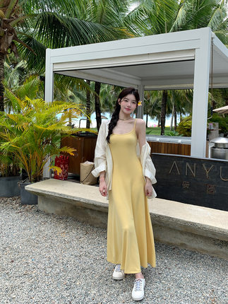 alex stevens 辣妹吊带连衣裙女夏季超显身材海边度假修身长裙子