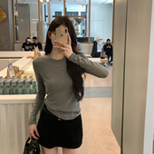 stevens春秋新款 圆领长袖 内搭T恤女修身 alex 显瘦打底衫 正肩上衣