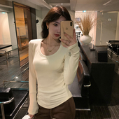 女春秋季 alex 保暖衣内搭U领上衣 打底衫 长袖 stevens 超好看基础款