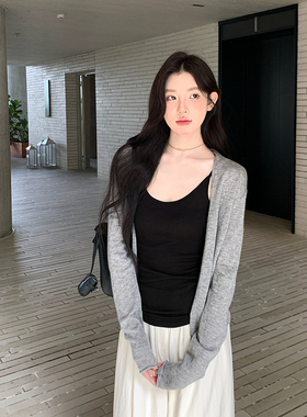 alex stevens超百搭薄款针织开衫女春夏慵懒空调短款外搭坎肩外套
