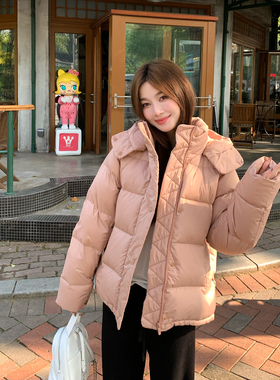 alex stevens 巨好看连帽羽绒服女冬季短款加厚面包服白鸭绒外套