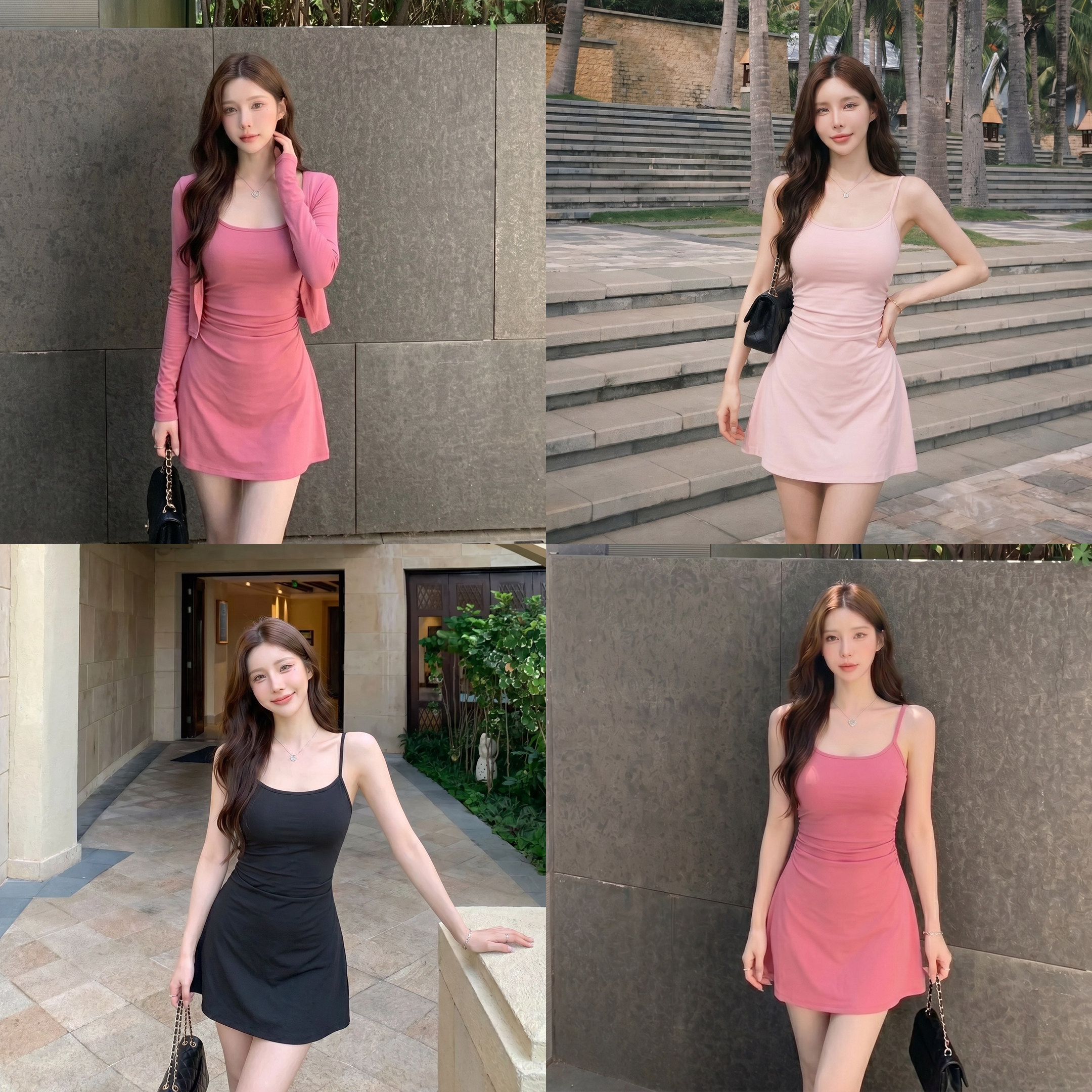 alex stevene 性感纯欲吊带连衣裙女夏季修身显瘦短裙开衫两件套