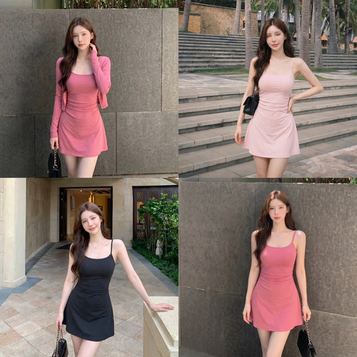alex stevene 性感纯欲吊带连衣裙女夏季修身显瘦短裙开衫两件套