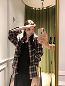 alex bm风宽松衬衣上衣 外套女设计感新款 stevens 粉黑色格子衬衫