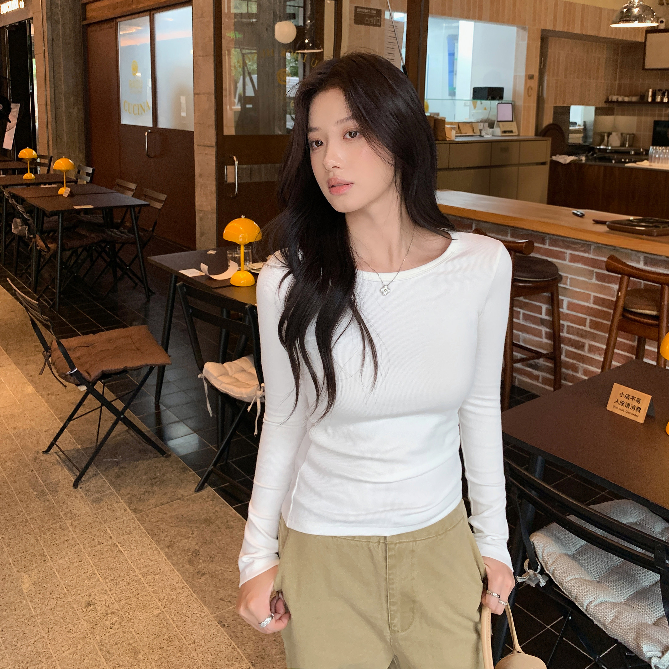 叠穿搭配神器圆领长袖打底衫女
