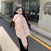 alex stevens超好看连帽羽绒服防风面包服女冬季 加厚白鸭绒短外套