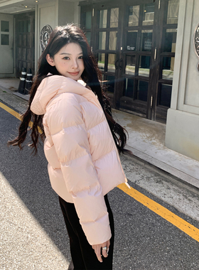 alex stevens超好看连帽羽绒服防风面包服女冬季加厚白鸭绒短外套