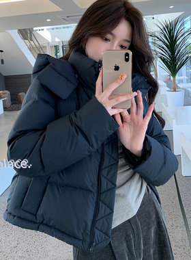 alex stevens肯豆风奶包短款连帽羽绒服女冬季90白鸭绒面包服外套