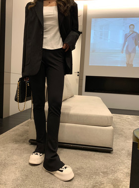 显瘦天花板黑色马蹄裤西装阔腿直筒微喇叭裤修身长裤女25新款春秋