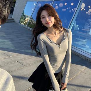 显瘦设计感内搭打底衫 半开领T恤女秋季 上衣 stevens辣妹修身 alex