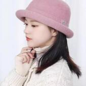 洋气礼帽女加绒加厚保暖针织帽中老年老人奶奶毛线帽妈妈卷边盆帽