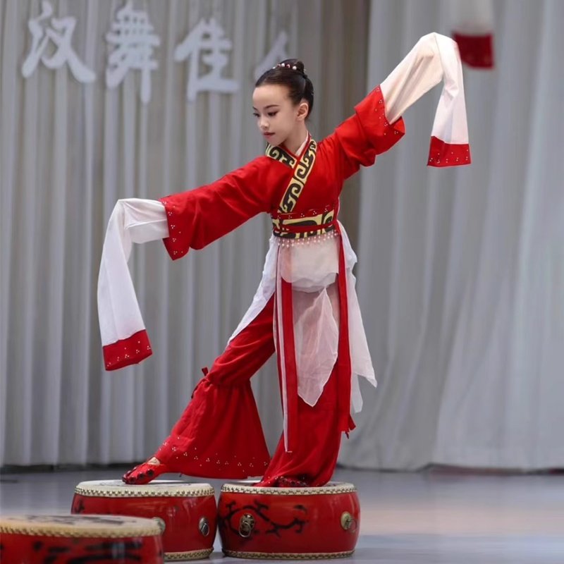 儿童古典舞蹈演出服梅花舞水袖