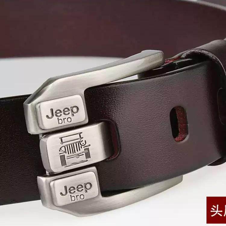 jeepbro加长皮带男真皮头层宽针扣胖大码腰带青中年潮休闲裤带160
