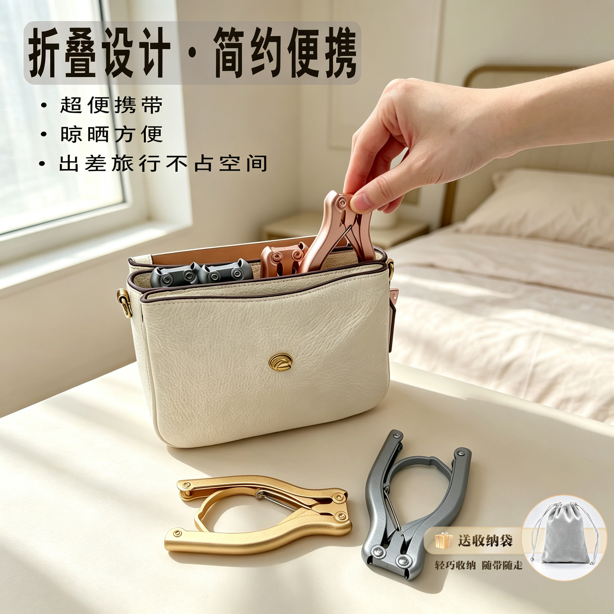 旅行衣架全铝可折叠不生锈耐高温图片