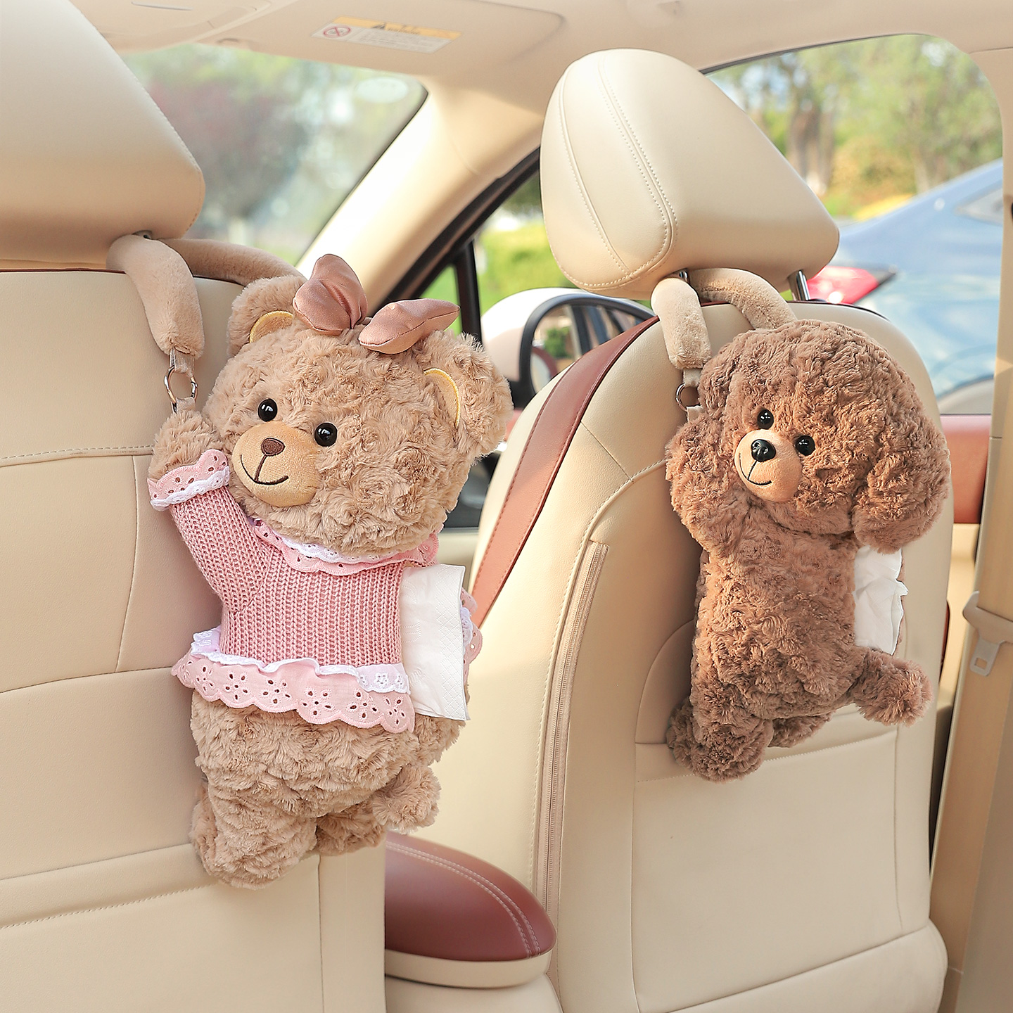 车载纸巾盒挂式汽车卫生纸盒高级感可爱卡通车内装饰车上漂亮抽取