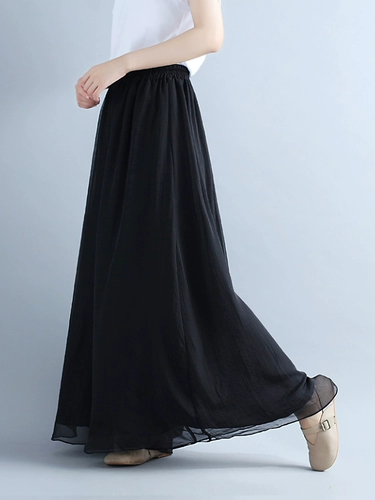 素飞 Шифоновые летние штаны, тонкая белая юбка, высокая талия