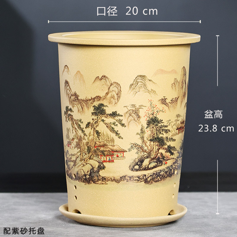 宜兴紫砂花盆带托盘精品