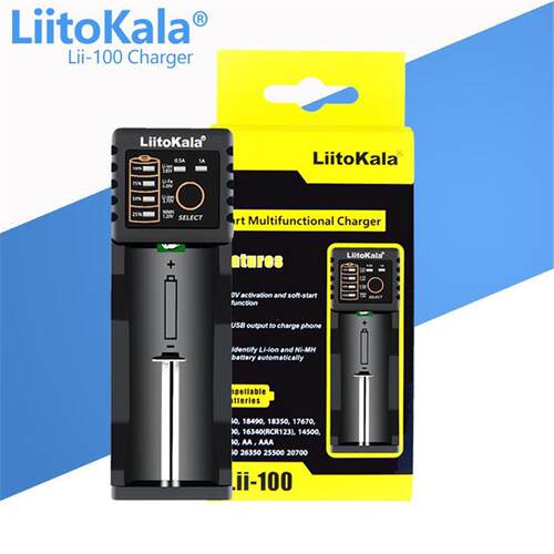 工厂直销 LiitoKala Lii-100 锂电池充电器18650充电器带USB输出